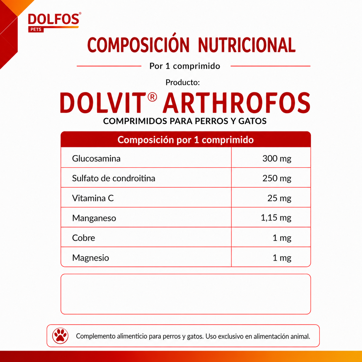 Dolfos ArthroFos. Suplemento para Mantenimiento de Articulaciones de Perros y Gatos - Imagen 3