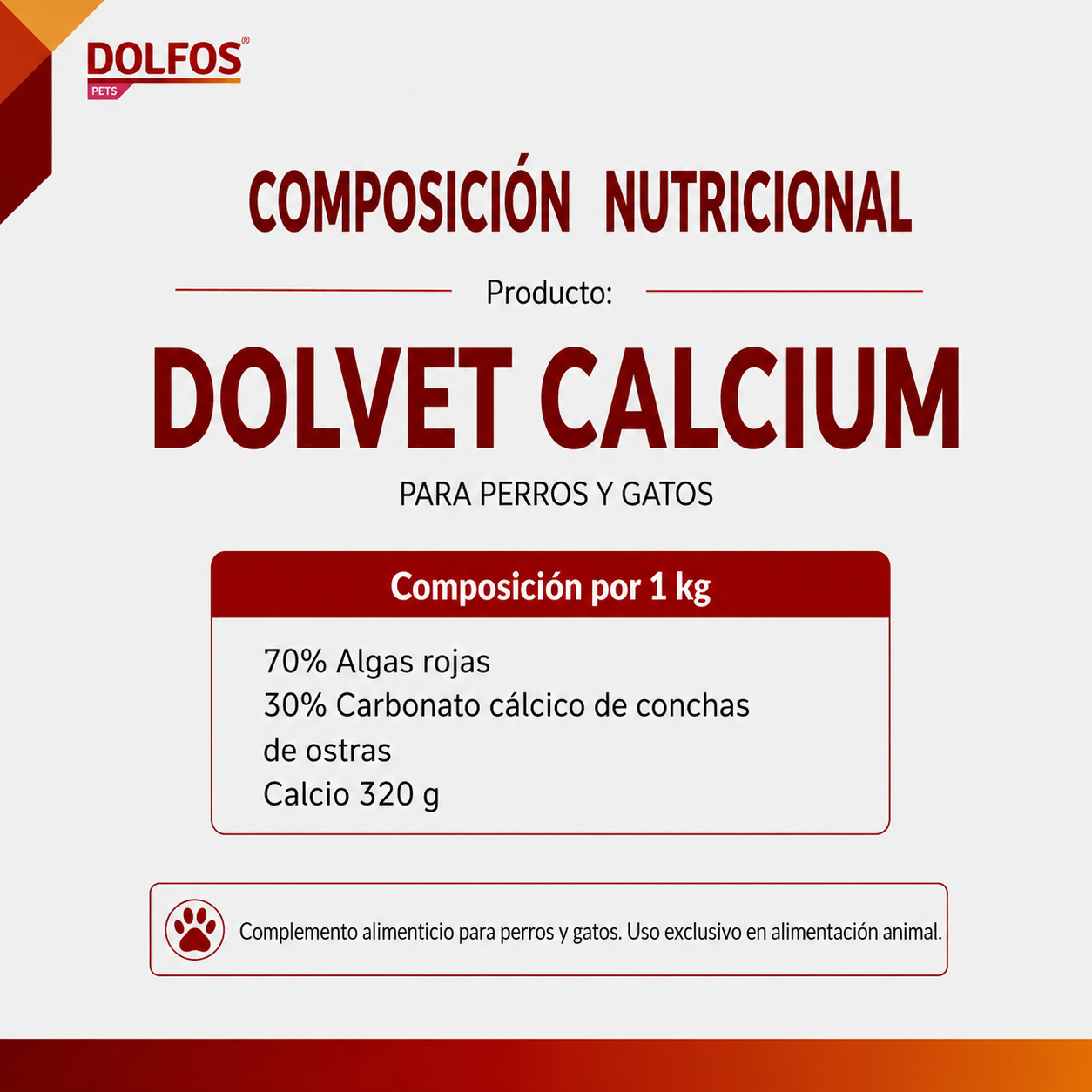 Calcio de algas y conchas de ostras para perros