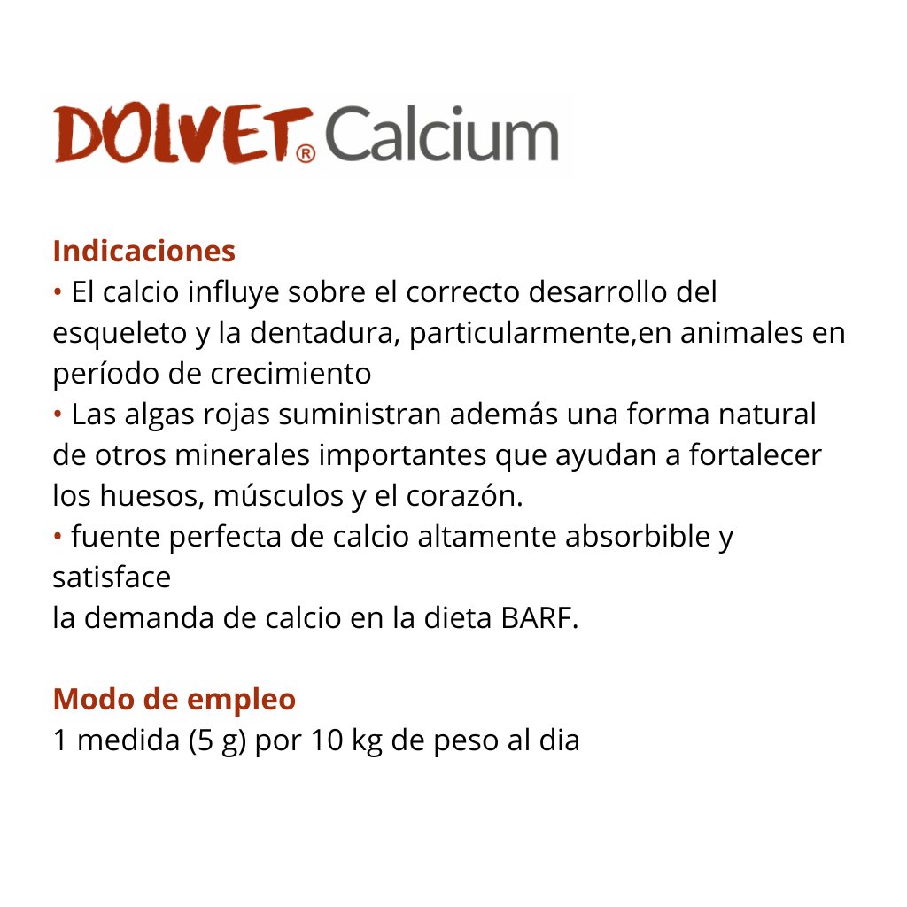 Dolfos Dolvet Calcium. Calcio para Perros y Gatos en Dieta BARF - Imagen 2