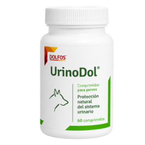 Dolfos UrinoDol, suplemento para el tracto urinario de perros y gatos con arándano rojo, perejil, glucosamina y ácido hialurónico, formulado para favorecer la salud y el correcto funcionamiento del sistema urinario.
