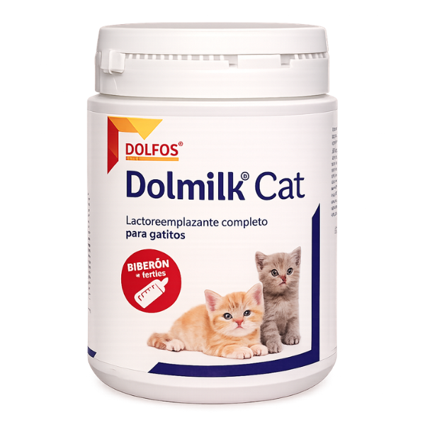 Dolfos Dolmilk Cat 200 g, leche maternizada para gatitos con biberón y tetina, formulada para cubrir las necesidades nutricionales de los gatos recién nacidos cuando la leche materna es insuficiente o como alimentación complementaria durante la lactancia.