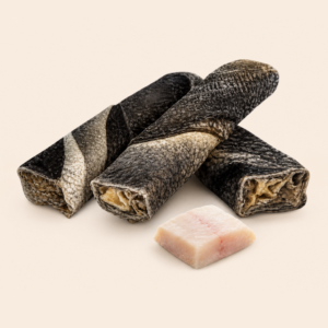 Rollitos de piel de bacalao.