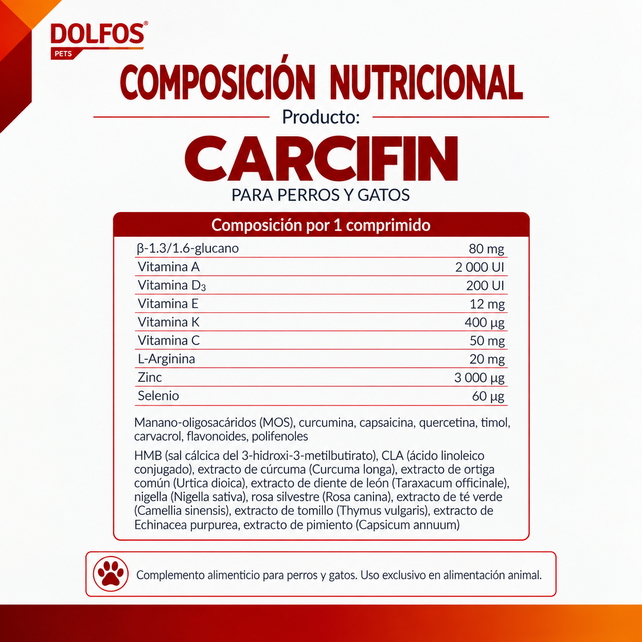 Carcifin Dolfos con beta glucanos vitaminas y extractos vegetales