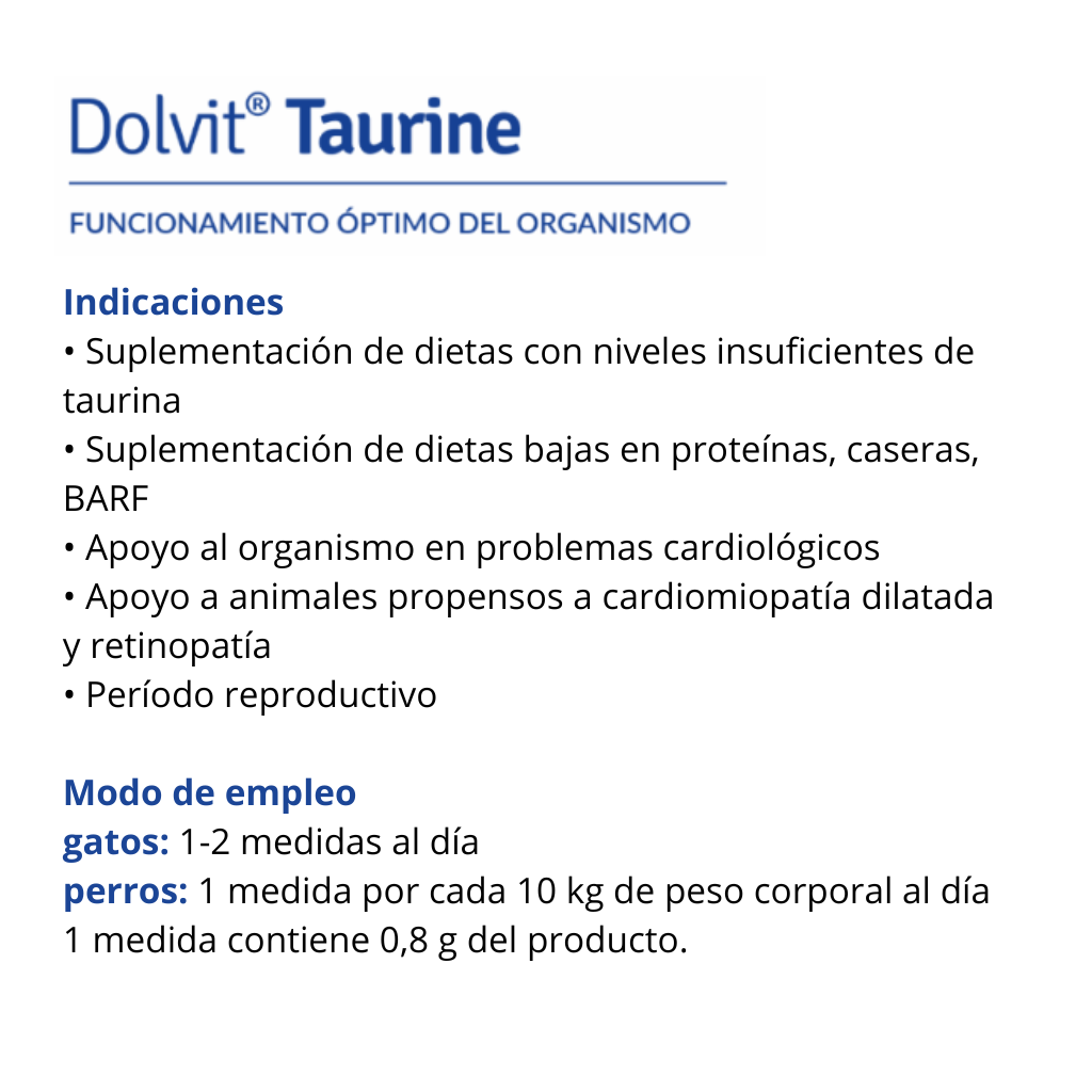 Dolvit Taurine Dolfos para Perros y Gatos | Taurina - Imagen 2